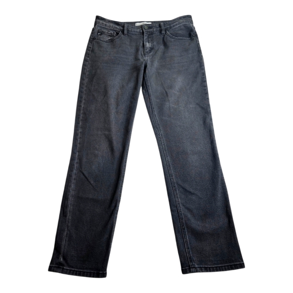 KanCan Washed Black Straight Leg Jeans Size 7/27 Mid Rise Distressed Hem